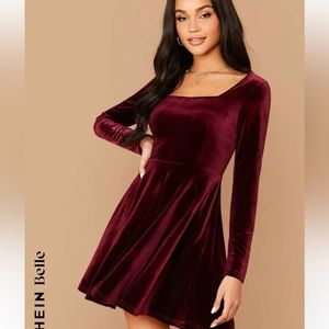 Shein burgundy velvet dress